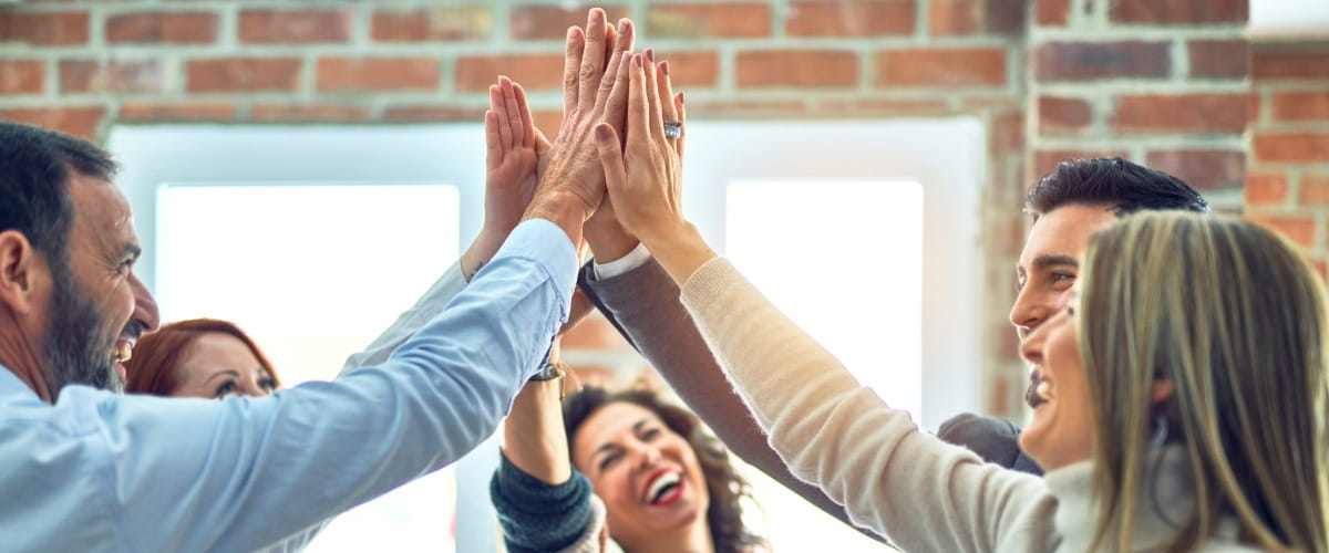 group-of-employees-high-fiving-in-an-office